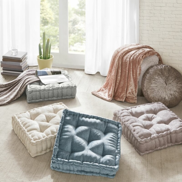 Square Floor Pillow, Grey - Image 3