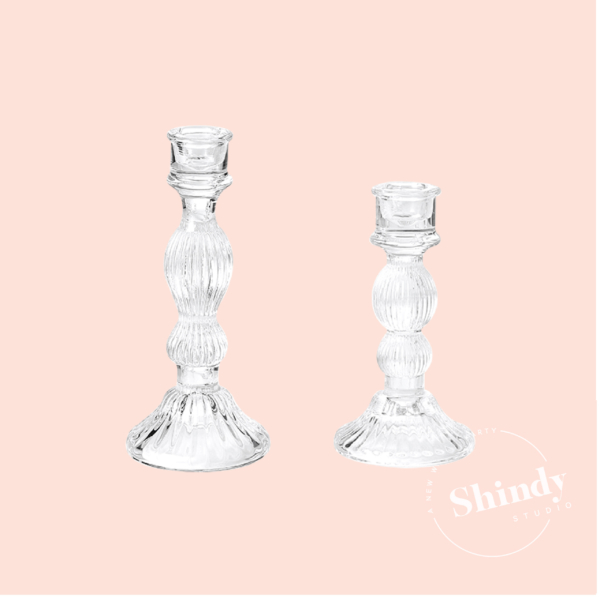 Ribbed Glass Candle Holder