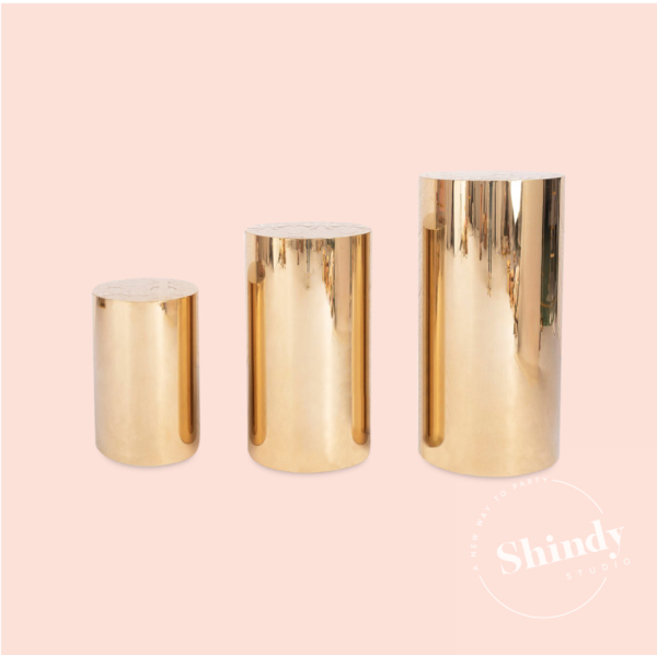 Gold Mirror Cylinder Plinths